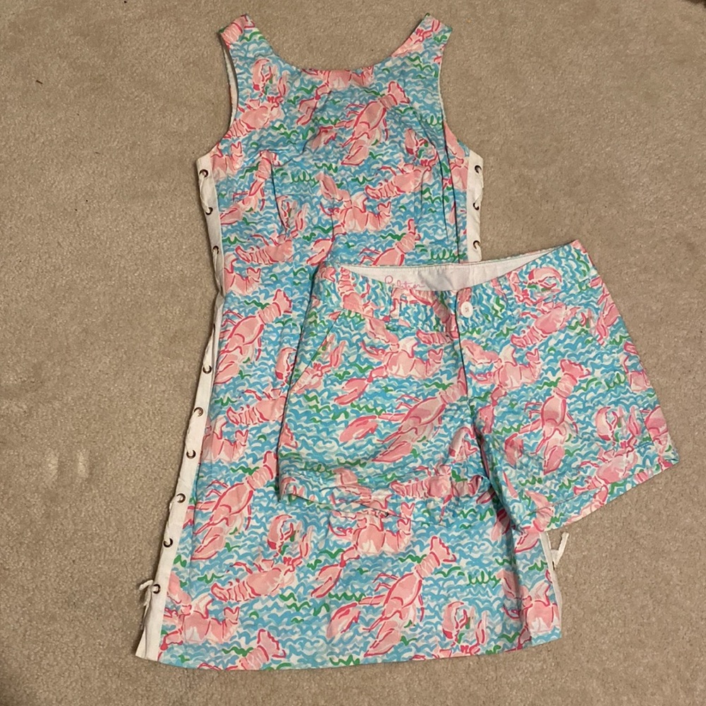 🌴Bundle! LILLY PULITZER Lobstah Roll Delia Shift Dress and Callahan Shorts